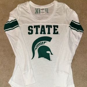 Victoria's Secret Pink 5th & Ocean Michigan State MSU Long Sleeve Tshirt Size XS